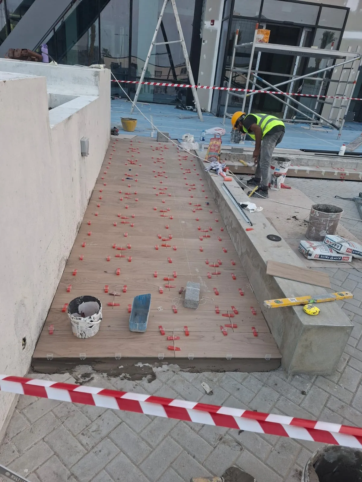 Outdoor Steps Tiling in Progress – Tiling & Tile Fixing in Dubai by Pasupati Technical Services